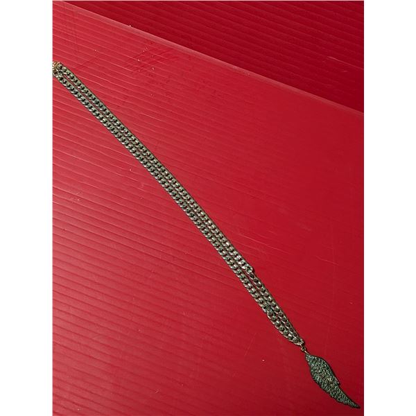Silver - tone angel wing pendant necklace.