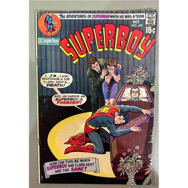 Superboy #169 (DC, 1970) Clark Kent's Death! 15c Cover Price