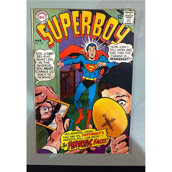 Superboy #145 (DC Comics, 1968) Silver Age "The Fantastic Faces!"