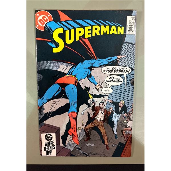 Superman #405 (1985, DC) Batman Shadow Cover, Ghostbusters Ad