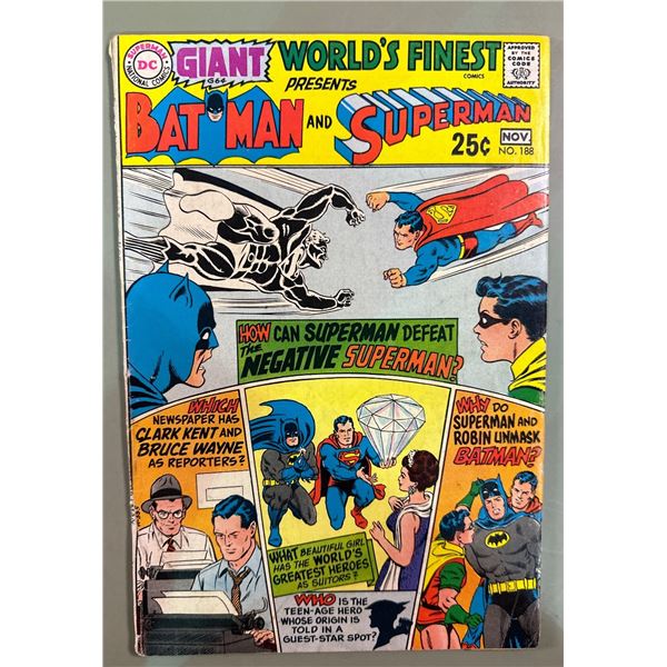 World's Finest Comics #188 (DC, 11/69) Batman & Superman, Negative Superman