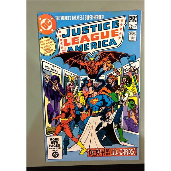 1981 DC Comics Justice League of America #194 Death in the Cards!