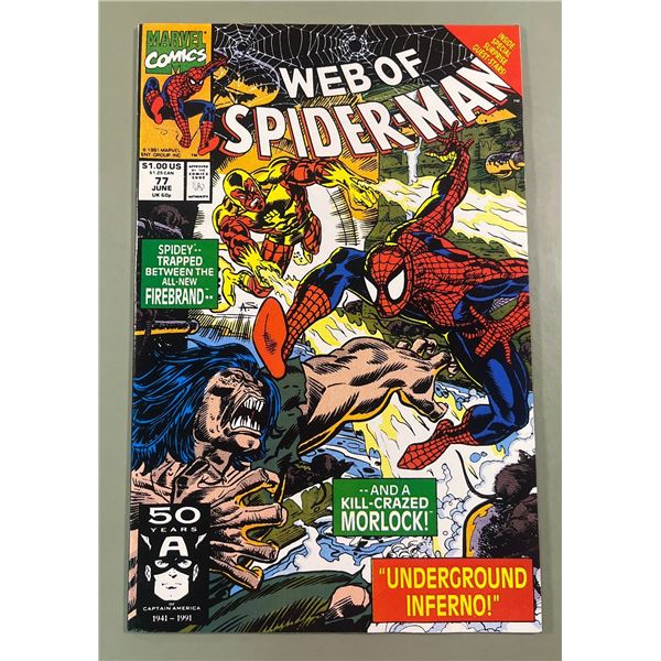 Web of Spider-Man #77 (Marvel, 1991) 1st app of new Firebrand, Morlocks