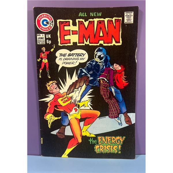 E-Man #3 (1974, Charlton Comics) The Energy Crisis! UK Price Variant