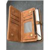Image 5 : Brown Leather Flip Wallet-Style Phone Case With Card Slots And Zipper Compartment
