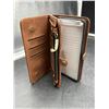 Image 6 : Brown Leather Flip Wallet-Style Phone Case With Card Slots And Zipper Compartment