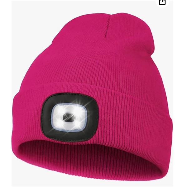 BK LED Toque Beanies With Built-In Light, Gray and Pink