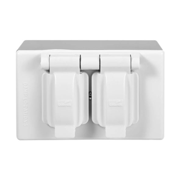 Eaton Weatherproof Box with Double Outlet – White
