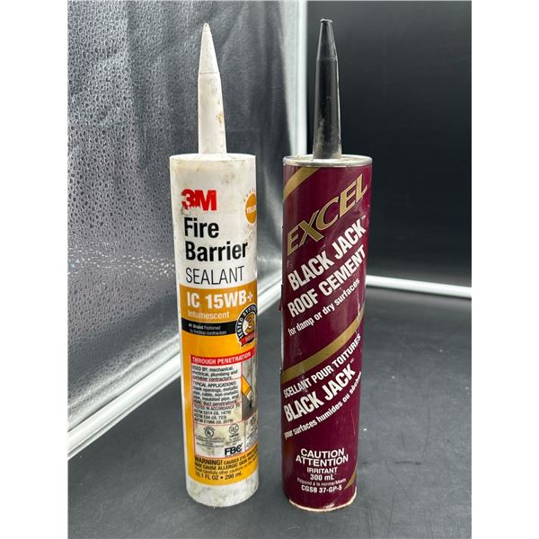 Lot of 3M Fire Barrier Sealant IC 15WB+ and Excel Black Jack Roof Cement Tubes