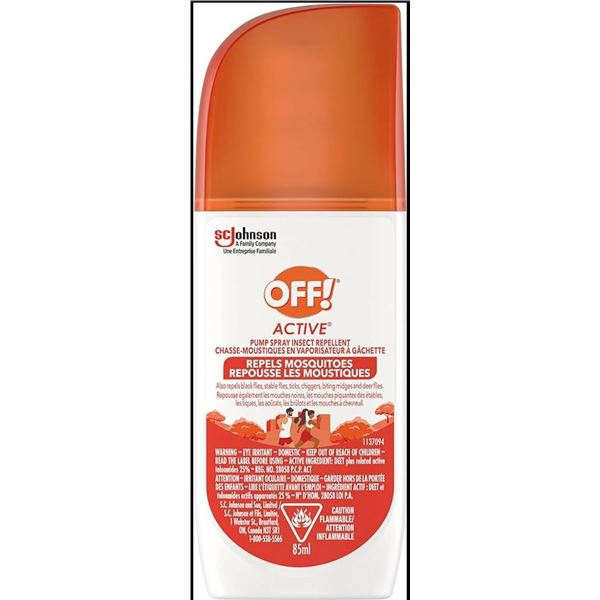Lot of 3 – OFF! Active Pump Spray Insect Repellent, 85 ml **No Caps**