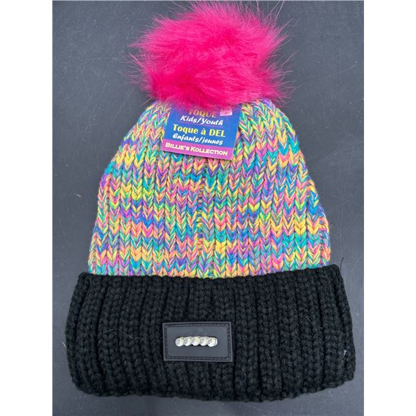 Billie’s Kollection LED Toque for Kids/Youth with Rainbow Knit and Black Cuff