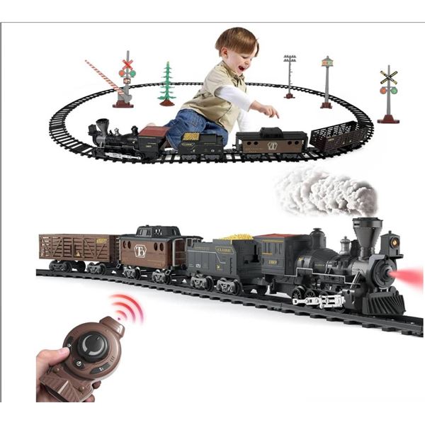 Classical Steam Train Set with Light, Sound, and Steam Effect
