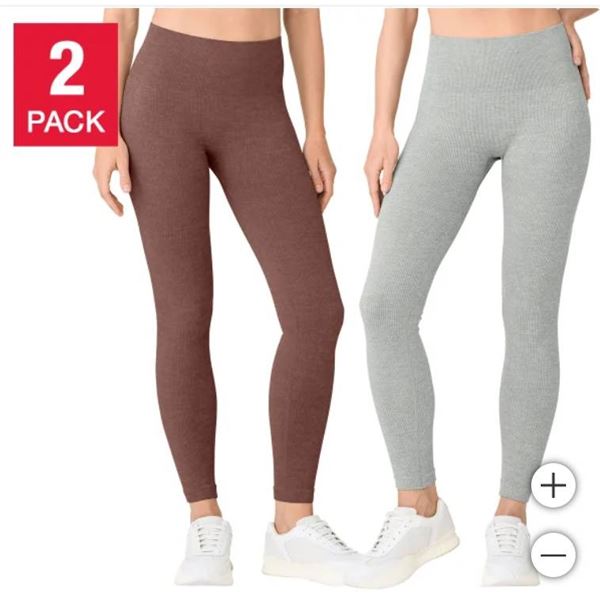 Lemon Ribbed Legging 2 Pack with High-Waisted Design – Size L