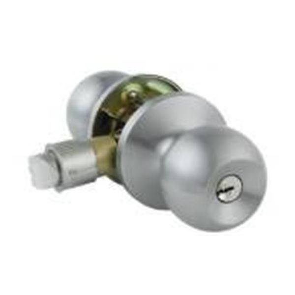 RB Reliabilt Bola Keyed Entry Door Knob, Brushed Stainless Steel Finish
