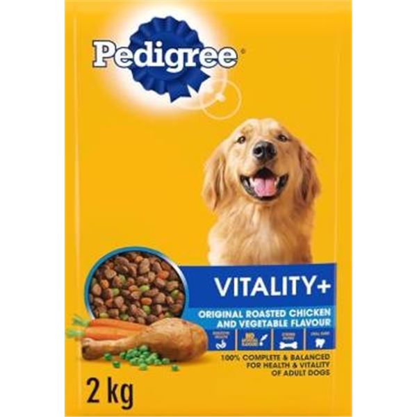 Pedigree Vitality+ Dog Food 2kg, Roasted Chicken and Vegetable Flavour