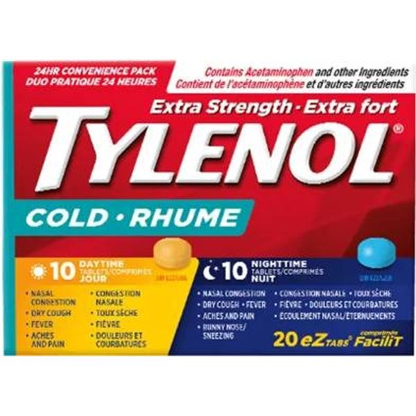 Tylenol Cold Extra Strength, Daytime & Nighttime, 20 Ct