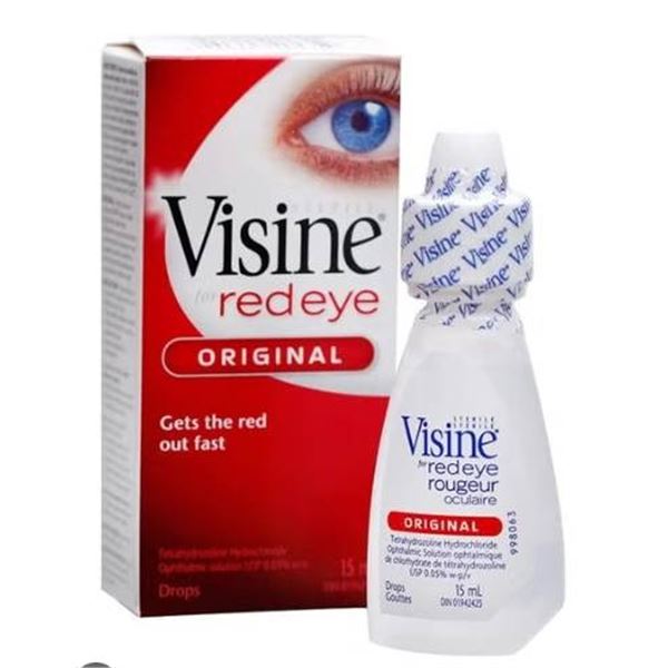 Visine Original Red Eye Relief Eye Drops, 15 mL, Lot 208L01