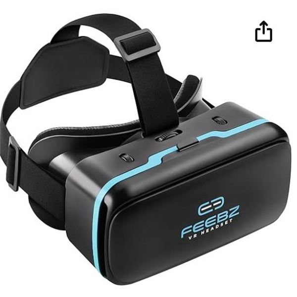 Feebz VR Headset Model V-10 with Adjustable Lenses and Touch Button