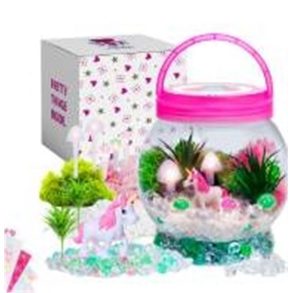 Unicorn Terrarium Kit with Pink Lid and DIY Components