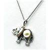 Image 3 : Sterling Silver White Sapphire (0.14ct) and Pearl Elephant Pendant with Sterling Silver C chain, W/A