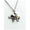 Image 6 : Sterling Silver White Sapphire (0.14ct) and Pearl Elephant Pendant with Sterling Silver C chain, W/A