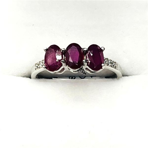 Sterling Silver Natural Enhanced Ruby (1.50ct) with CZ (0.02ct) Ring, Size 8, W/A $230.00.