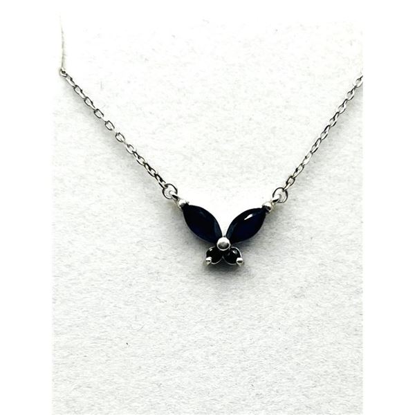 Sterling Silver Natural Blue Sapphire Pendant with Sterling Silver Chain, Retail $350.00.