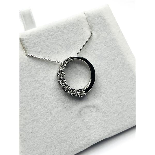 Sterling Silver Natural Diamond (0.11ct) Circle Pendant with Sterling Silver Chain, W/A $280.00.