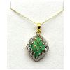 Image 1 : Gold Plated Sterling Silver Natural Emerald with Natural White Topaz Pendant with Sterling Silver Ch