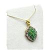 Image 2 : Gold Plated Sterling Silver Natural Emerald with Natural White Topaz Pendant with Sterling Silver Ch
