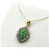 Image 3 : Gold Plated Sterling Silver Natural Emerald with Natural White Topaz Pendant with Sterling Silver Ch