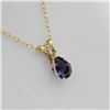 Image 3 : 10KT Yellow Gold Natural Iolite (0.50ct) and Natural Moonstone (0.04ct) Pendant with Gold Plated Ste