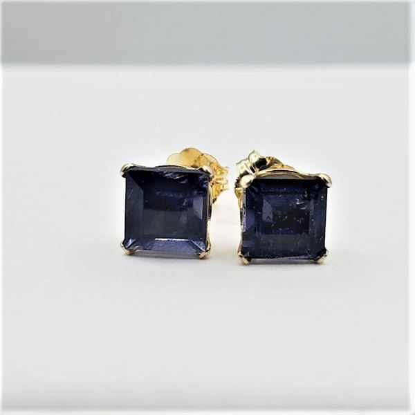 14KT Yellow Gold Natural Iolite (1ct) Earrings, W/A $720.00.