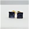 Image 1 : 14KT Yellow Gold Natural Iolite (1ct) Earrings, W/A $720.00.