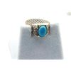 Image 4 : 9KT Yellow, White and Rose Gold Natural Turquoise Mesh Style Ring, W/A $850.00.