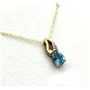 Image 1 : 10KT Yellow Gold Natural Blue Topaz and Diamond Pendant with Gold Plated Sterling Silver Chain, Reta