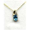 Image 2 : 10KT Yellow Gold Natural Blue Topaz and Diamond Pendant with Gold Plated Sterling Silver Chain, Reta