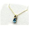 Image 3 : 10KT Yellow Gold Natural Blue Topaz and Diamond Pendant with Gold Plated Sterling Silver Chain, Reta
