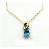 Image 4 : 10KT Yellow Gold Natural Blue Topaz and Diamond Pendant with Gold Plated Sterling Silver Chain, Reta