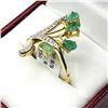 Image 2 : Gold Plated Sterling Silver Natural Emerald (0.65ct) with Natural White Topaz (0.14ct) Ring, Size 8,