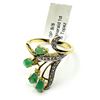 Image 3 : Gold Plated Sterling Silver Natural Emerald (0.65ct) with Natural White Topaz (0.14ct) Ring, Size 8,