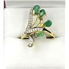 Image 4 : Gold Plated Sterling Silver Natural Emerald (0.65ct) with Natural White Topaz (0.14ct) Ring, Size 8,