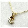 Image 3 : 10KT Yellow Gold Natural Citrine and CZ Flower Pendant with Gold Plated Sterling Silver Chain, Retai