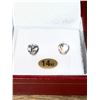 Image 1 : 14KT White Gold CZ 5mm Heart Shape Earring, Retail $300.00.