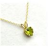 Image 3 : 10KT Yellow Gold Natural Peridot (0.65ct) Heart Shape Pendant with Gold Plated Sterling Silver Chain