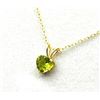 Image 4 : 10KT Yellow Gold Natural Peridot (0.65ct) Heart Shape Pendant with Gold Plated Sterling Silver Chain