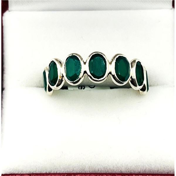 Sterling Silver Natural Green Onyx Ring, Size 4.5, Retail $300.00.