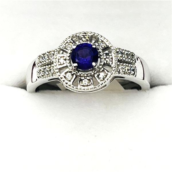 Sterling Silver Natural Amethyst (0.25ct) with CZ (0.20ct) Ring, Size 8.25, W/A $200.00.