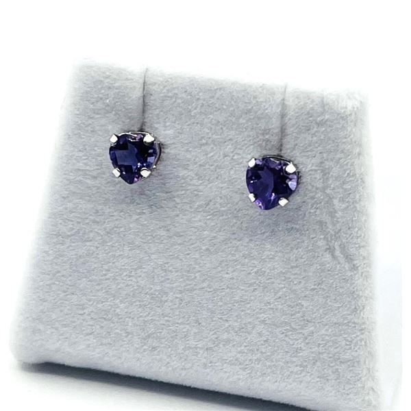 14KT White Gold Natural Amethyst Heart Shape Earring, Retail $300.00.