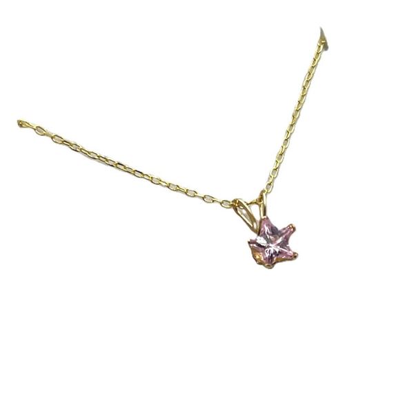 10KT Yellow Gold Pink CZ Star Shape Pendant with Gold Plated Sterling Silver Chain, Retail $350.00.